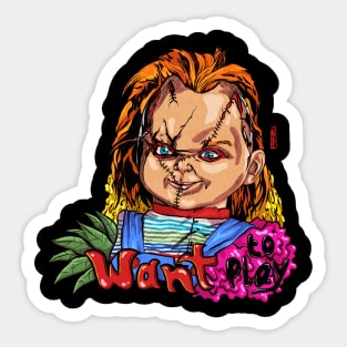 CHUCKY Want To Play T-SHIRT Sticker